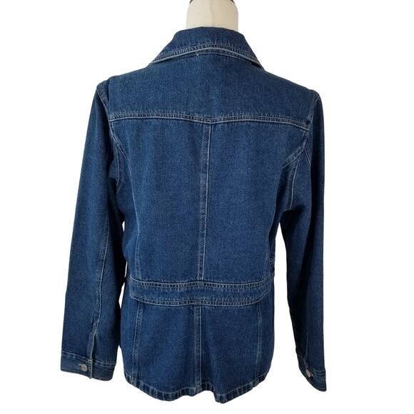Carolina Blues Denim Jean Jacket Removeable Faux Fur Collar Vintage Size LG - Picture 3 of 5